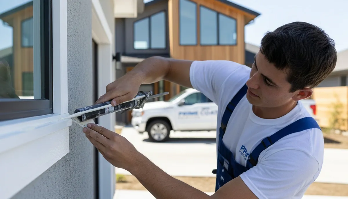 Professional caulking and sealing on Boston MA home exterior for weather and moisture protection