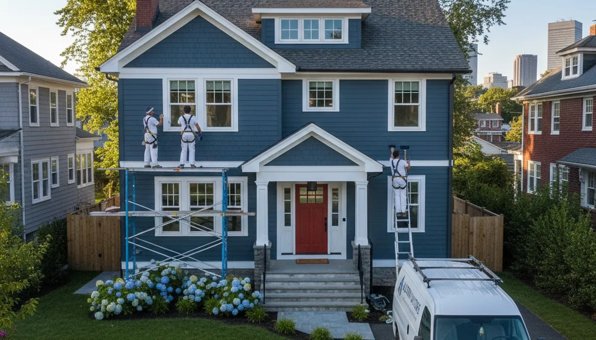 Professional house painters in Boston MA improving home exterior with expert painting services