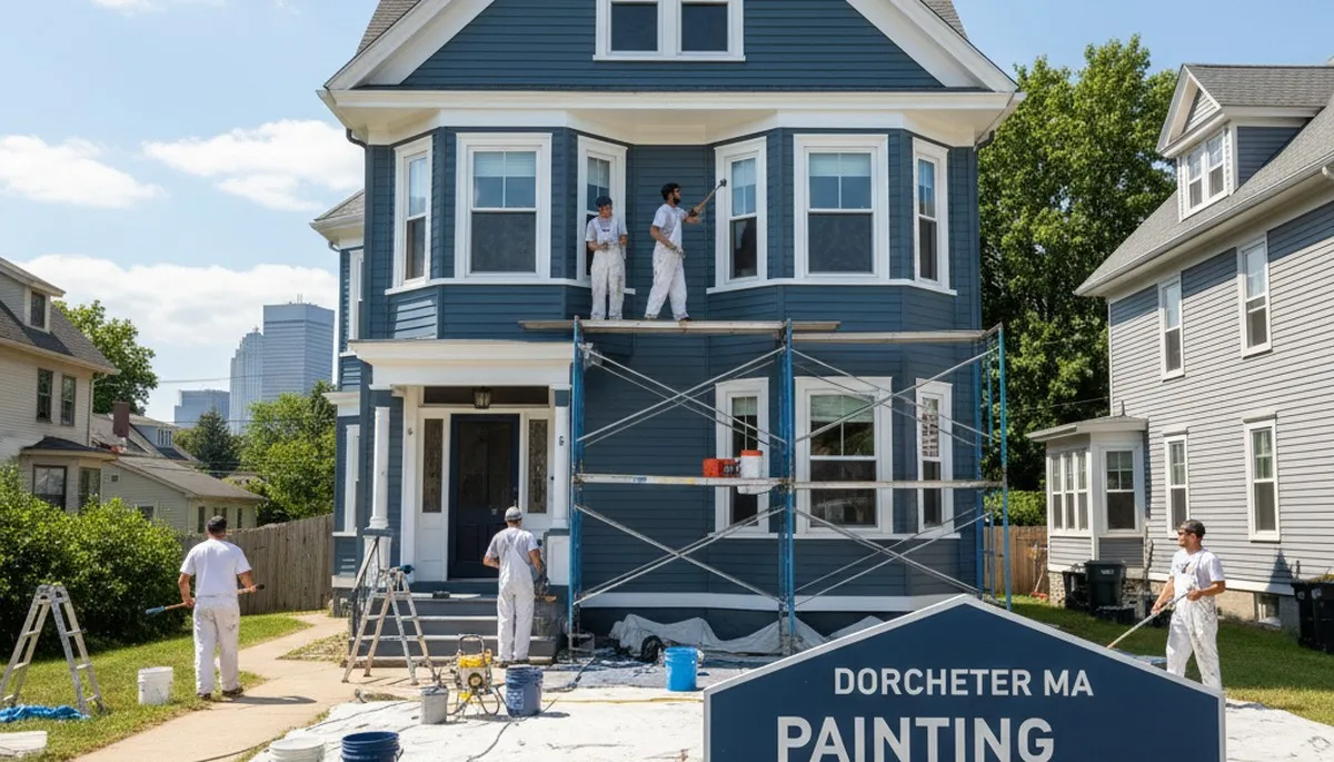 Boston, MA house painters applying professional exterior paint on a residential home