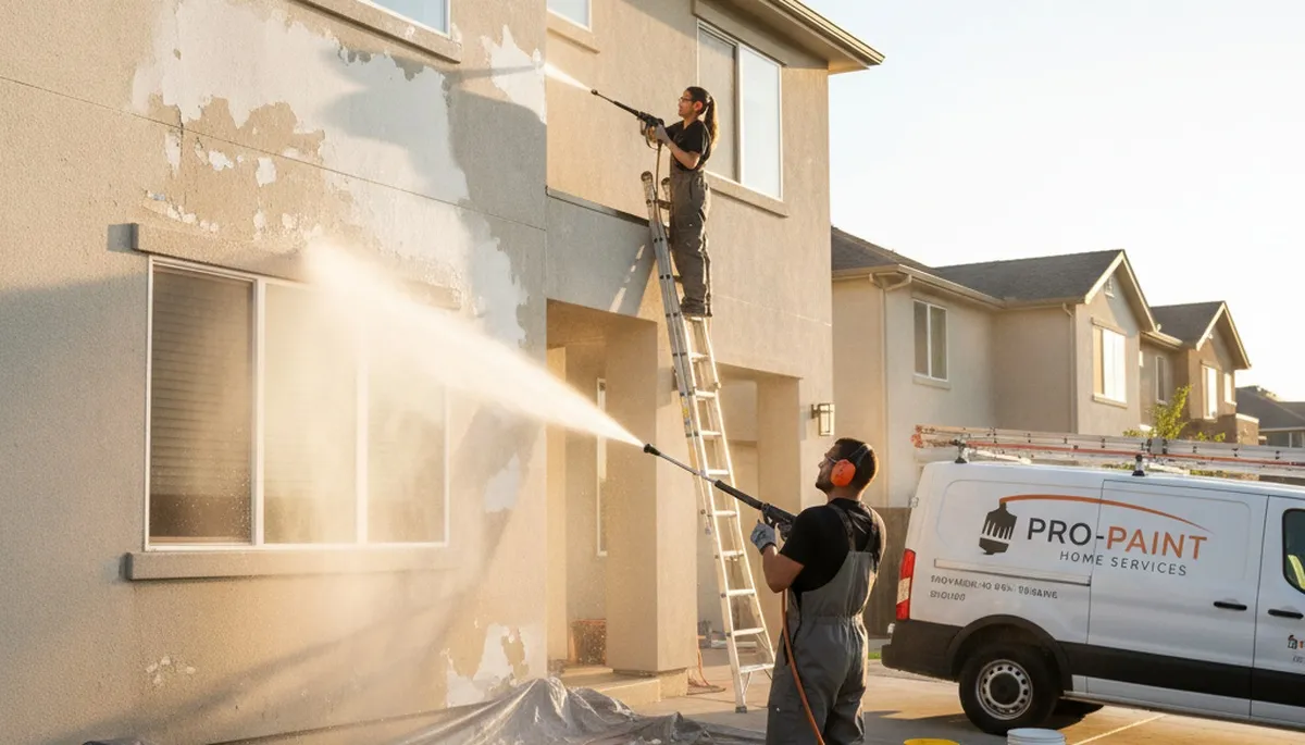 Professional pressure cleaning of Boston MA home siding removing salt and winter buildup
