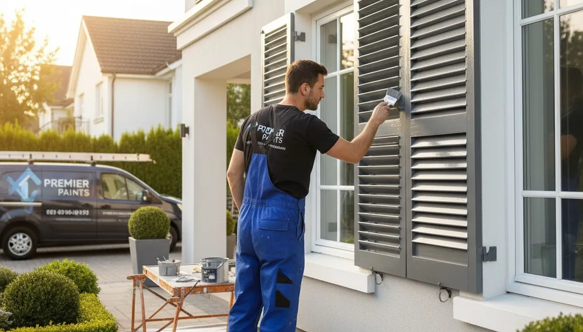 Professional shutter painting and refinishing on coastal home exterior in Boston, MA