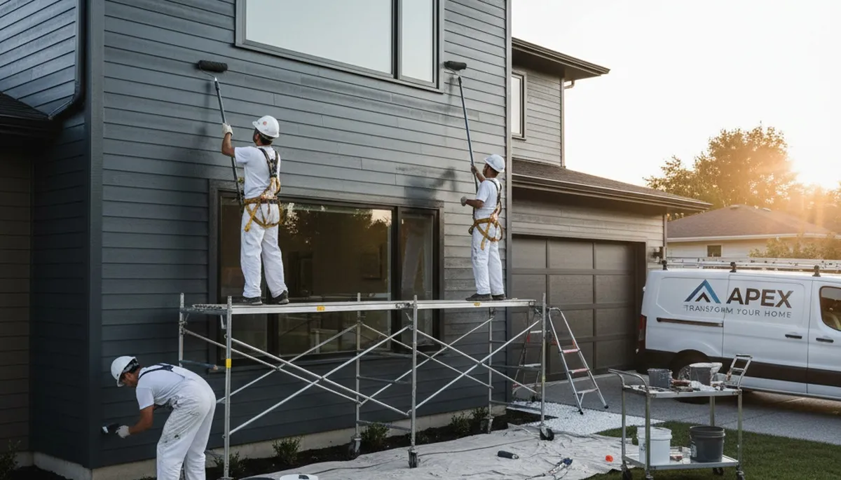 Professional siding painting on historic Boston MA home with weather-resistant exterior coatings