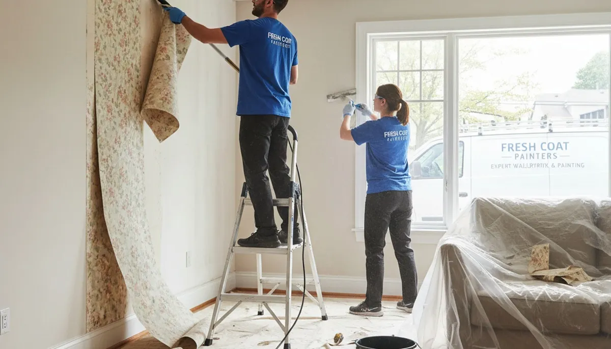 Professional wallpaper removal and surface prep by expert painters in Boston, MA